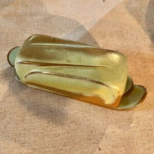 Vintage Frankoma Butter Dish 4k Green Plainsman